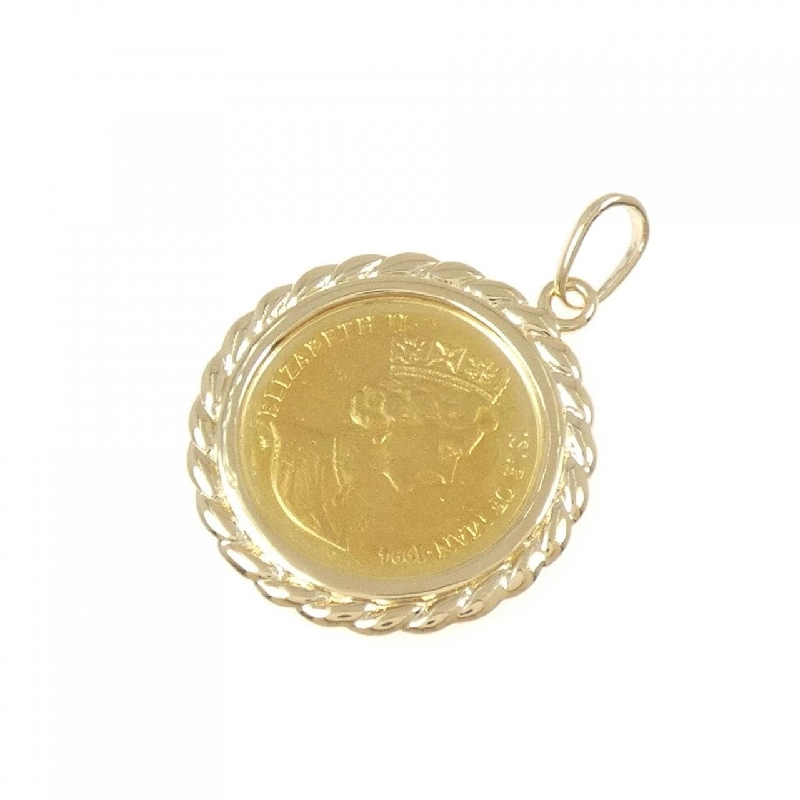 K18YG(枠) Mặt dây chuyền đồng xu - Hàng hiệu Authentic 861614