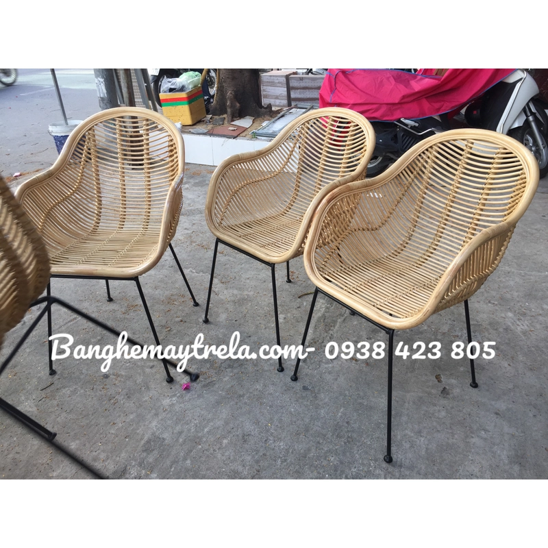 Ghế chân sắt cafe mây tre 443508