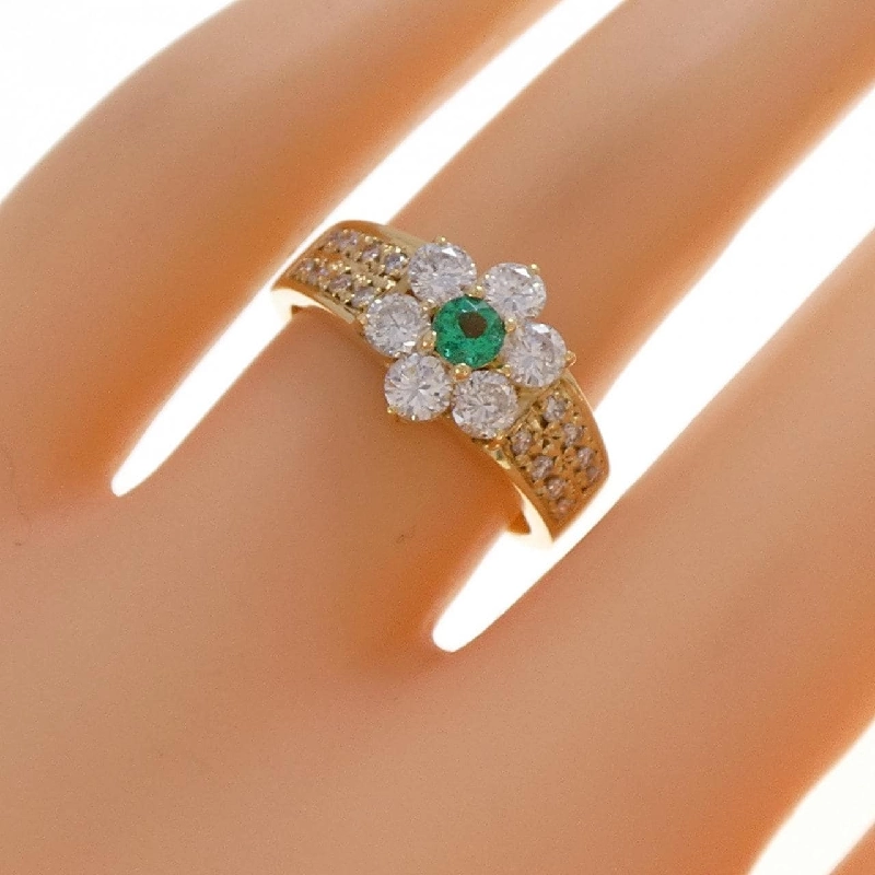 Nhẫn hoa ngọc lục bảo K18YG 0.14CT - Hàng hiệu Authentic 850958