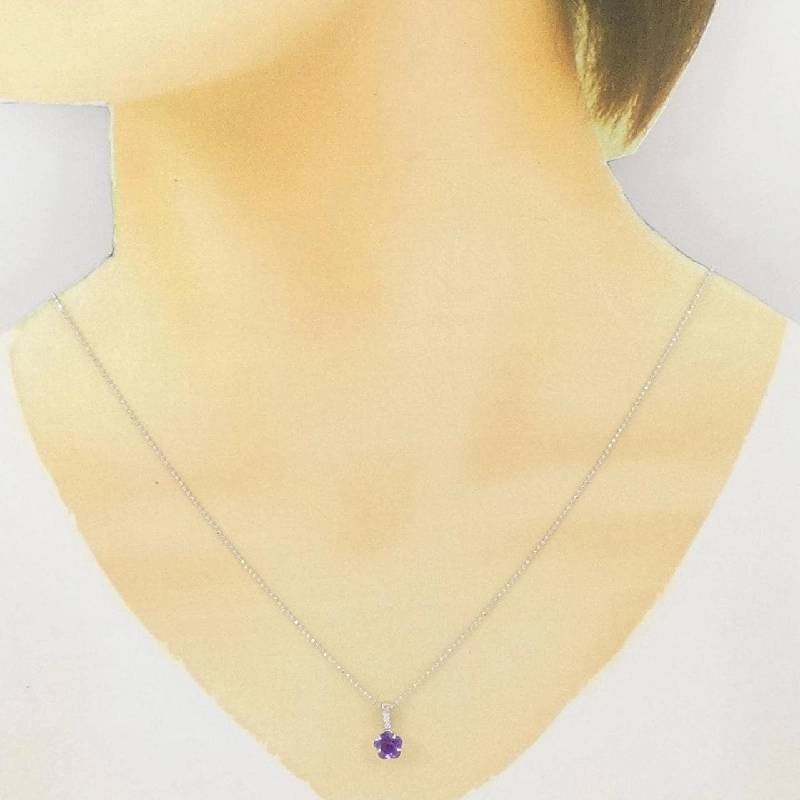 K18WG/PT850 Hoa Amethyst Dây Chuyền - Hàng hiệu Authentic 851159