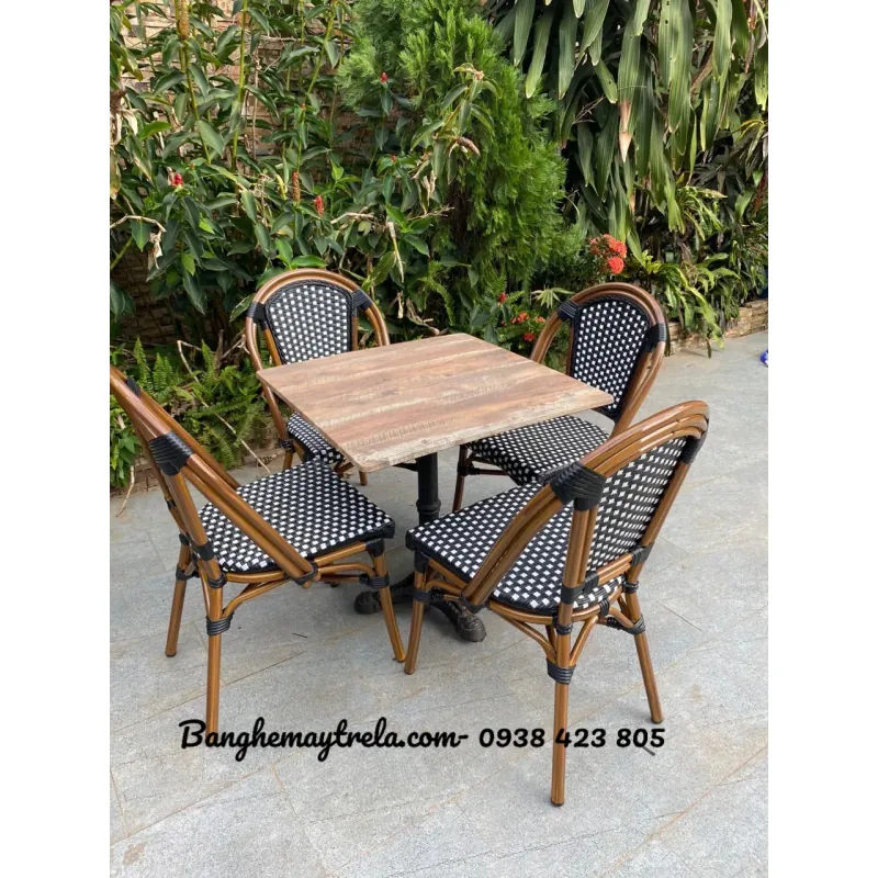 Ghế nhựa giả mây khung nhôm 780093