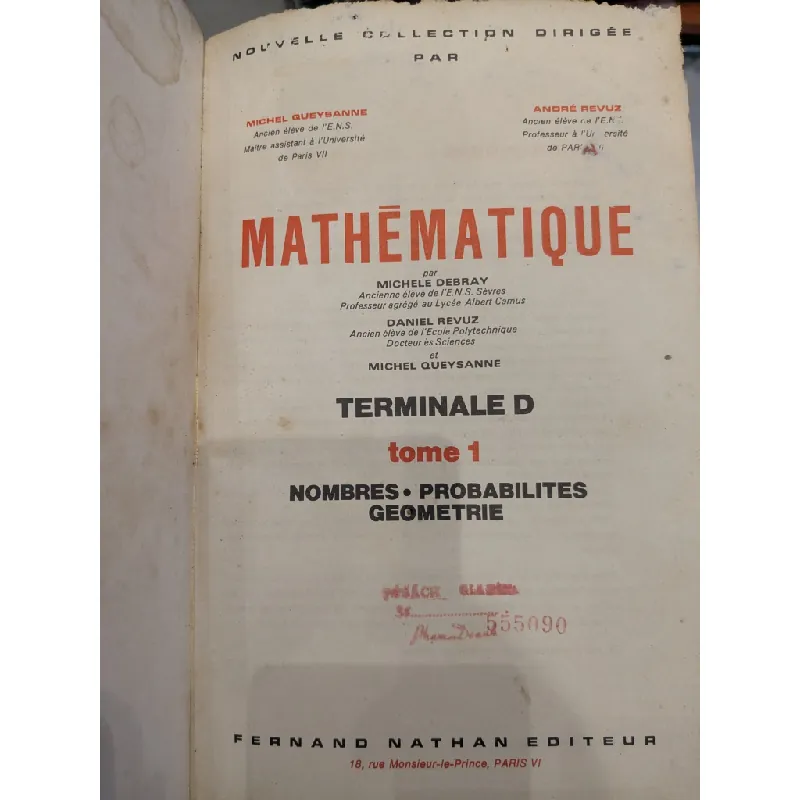 Mathèmatique - tome 1 720446