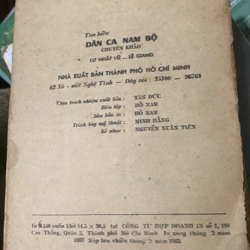 Tìm hiểu dân ca Nam Bộ (chuyên khảo), Lưu Nhất Vũ-Lê Giang, 515 trang 957673