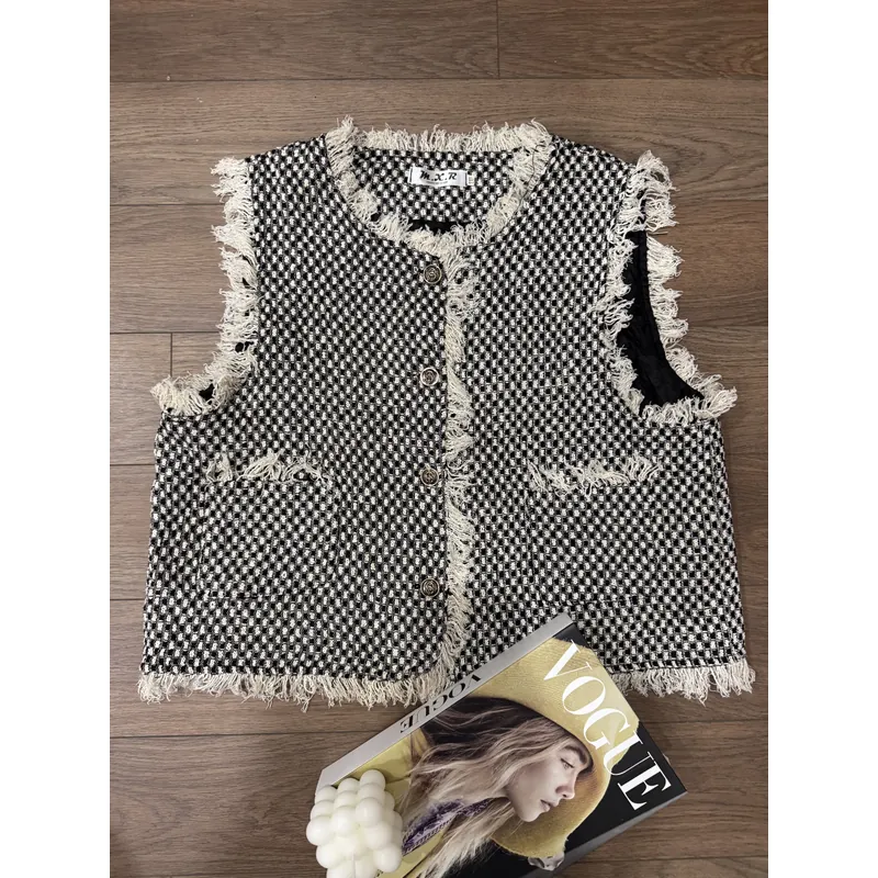 Áo Gile vải dạ tweed mặc lên siêu sang 726741