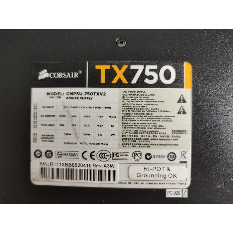 Bộ nguồn Corsair TX750 V2 176732