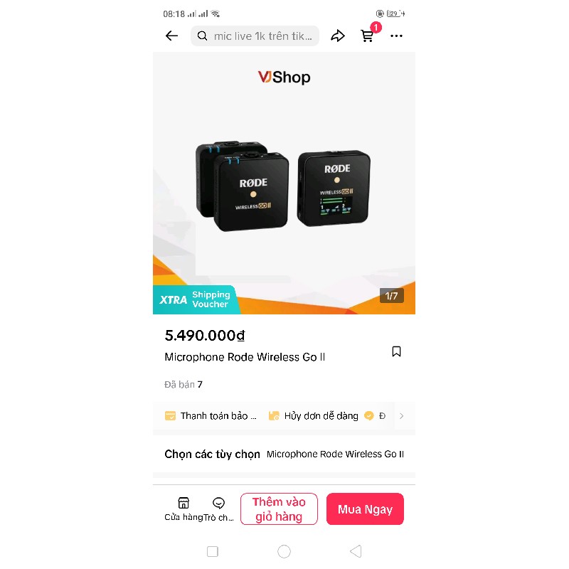 Mic thu âm không dây rode wireless go 2 hàng 9 hãng tình trạng còn như mới 99% 26371