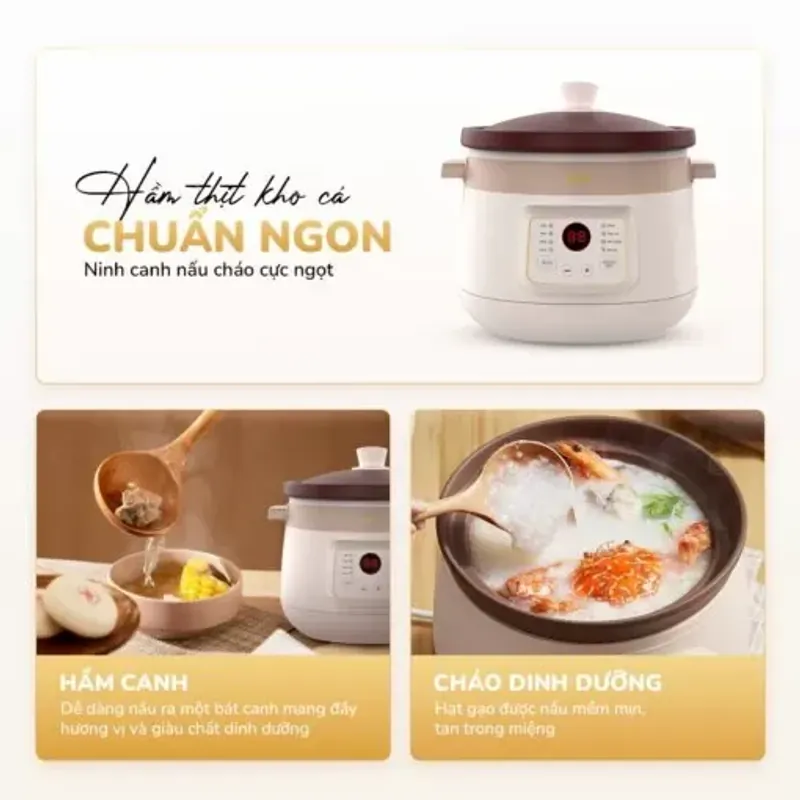 Nồi kho hầm đa năng UNIE USC308 3L lòng gốm tử sa, 8 chức năng, nấu chậm thông minh 578149