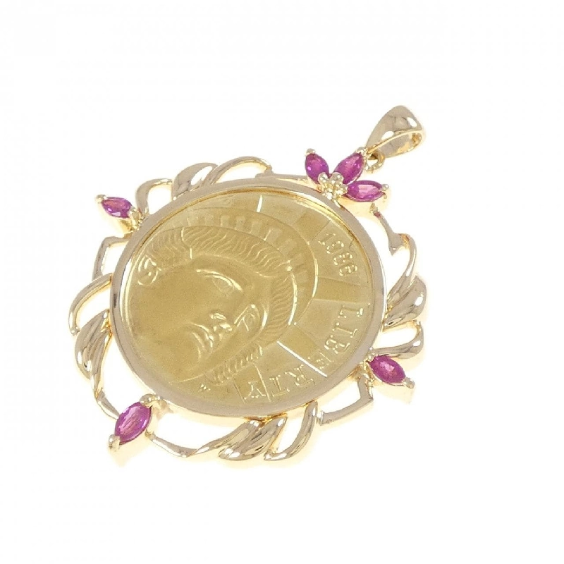 K18YG(khung) Mặt dây chuyền đồng xu ruby 0.62CT - Hàng hiệu Chính hãng 871395