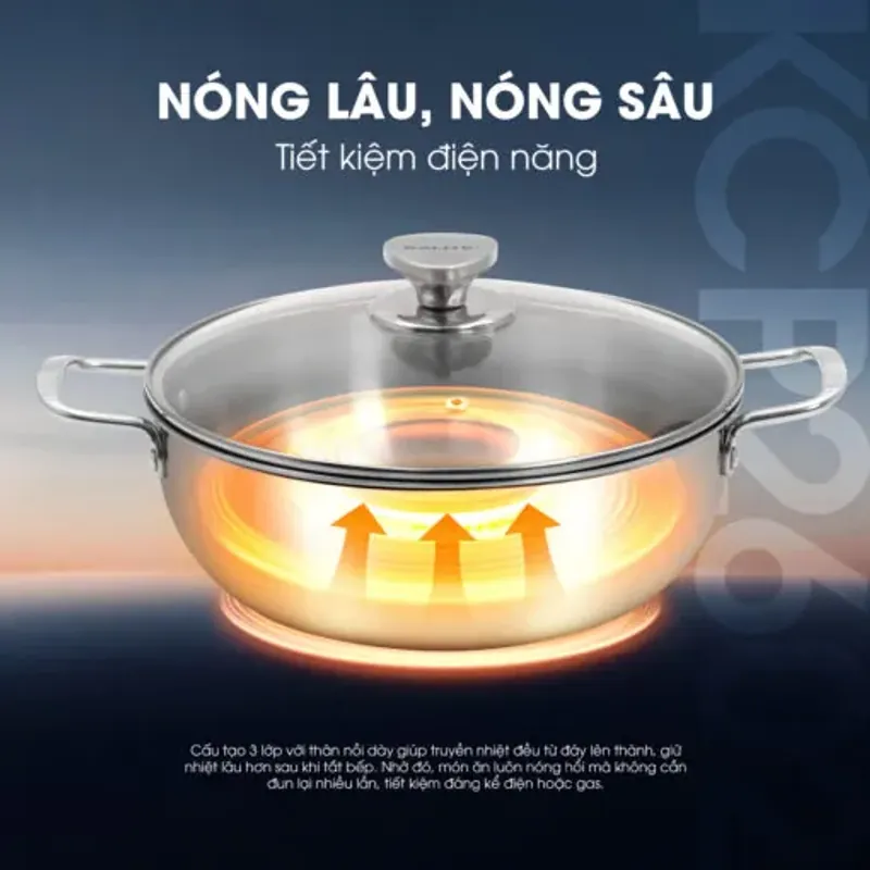 Nồi inox liền khối cao cấp đa năng KALITE KCP2602 – Size 26cm, hiệu suất bắt từ 98% 572311