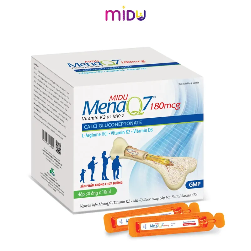 Midu MenaQ7 180mcg bổ sung canxi, Vitamin D3, Vitamin K2 dạng MenaQ7 và Arginine 723208
