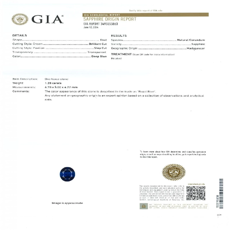 Dây chuyền Sapphire 1.28CT xuất xứ Madagascar - Hàng hiệu Authentic 862574