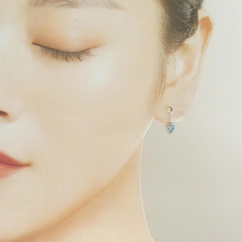 K18YG Bông tai thủy tinh hình trái tim - Hàng hiệu Chính hãng 867046