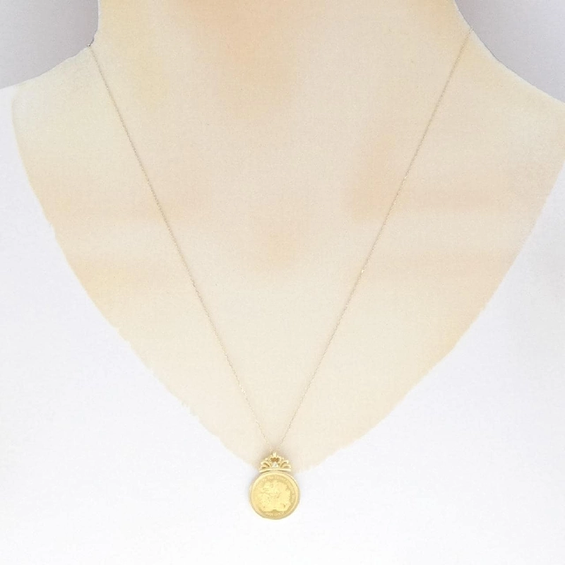 K18YG(枠) Dây chuyền đồng xu kim cương 0.01CT - Hàng hiệu Authentic 859484