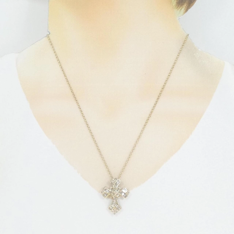 K18YG Dây chuyền kim cương chéo 0.90CT - Hàng hiệu chính hãng 867741