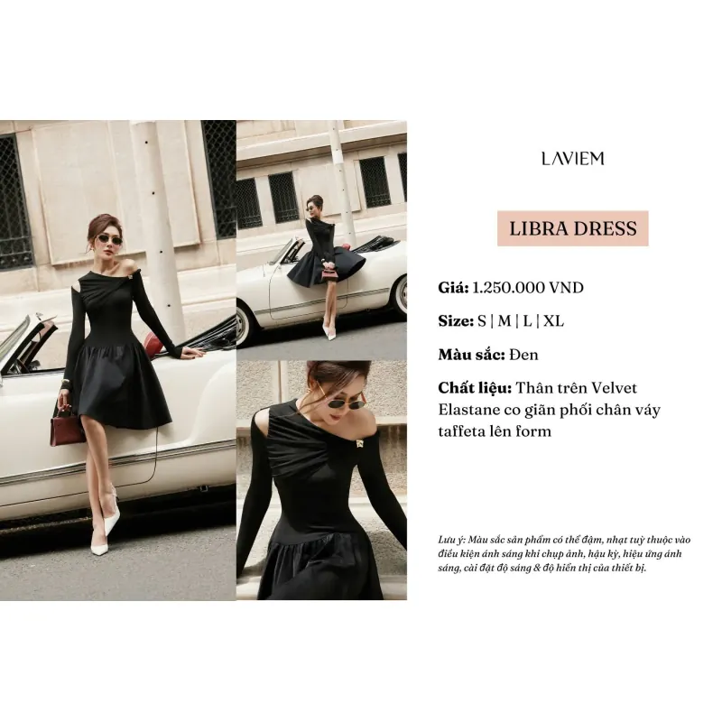 Váy đen trễ vai Laviem design size M mới mua và mặc thử like new 95%  748627