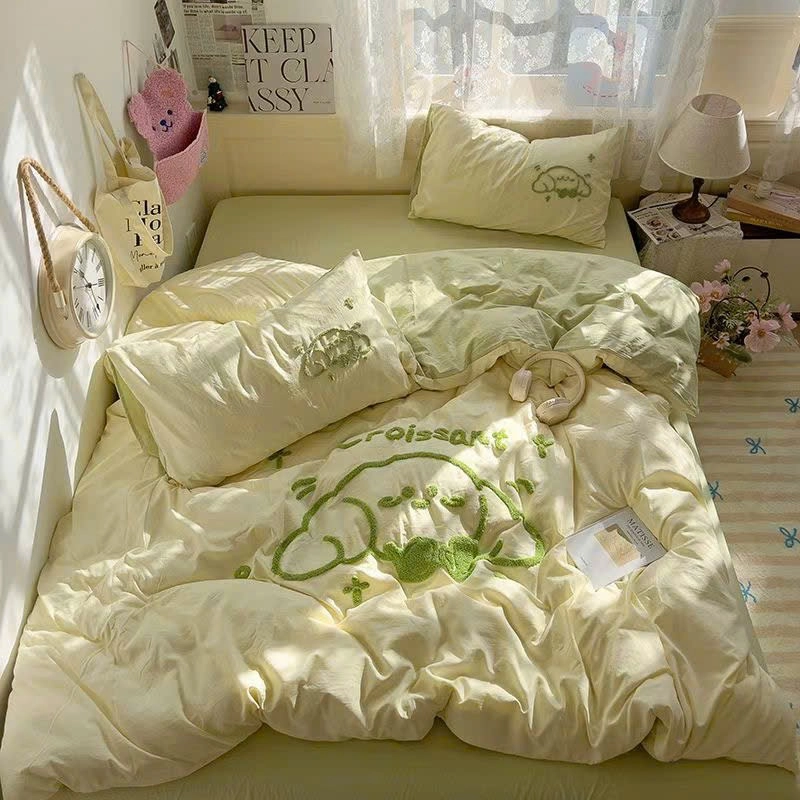 Chăn ga cotton đũi mềm hoạ tiết thêu 469579