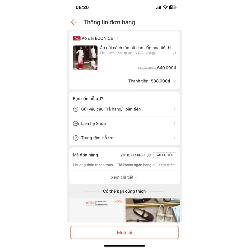 ÁO DÀI ECONICE MỚI MẶC 1 LẦN SIZE S 779366