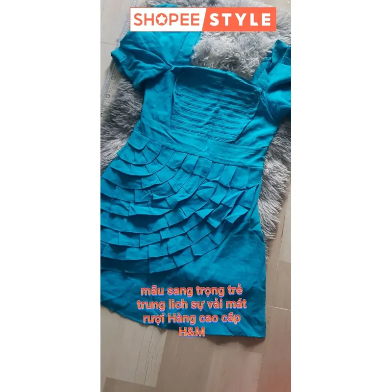 Đầm biển thiết kế bèo tầng hoa sang trọng trẻ trung H& M 564885