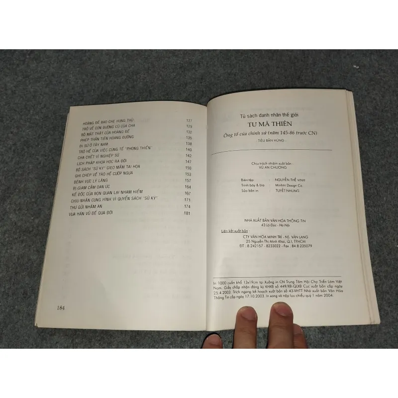 TỦ SÁCH DANH NHÂN THẾ GIỚI. TƯ MÃ THIÊN: ÔNG TỔ CỦA CHÍNH SỬ 701083