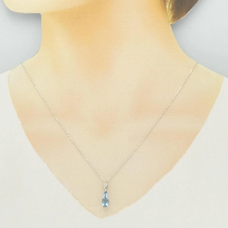 K18WG Aquamarine Necklace 1.14CT - Hàng hiệu Authentic 858803