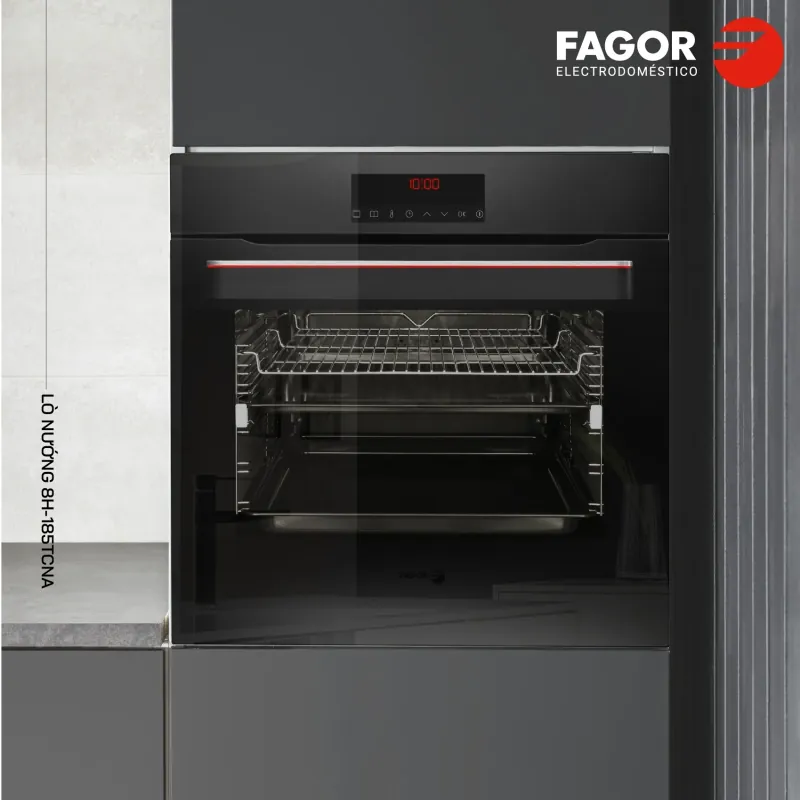 Lò nướng âm tủ Fagor Q-Class 8H-185TCNA 77L, 12 chức năng, tự vệ sinh + giảm chấn mới 591013