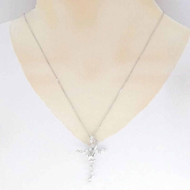 K18WG Dây chuyền kim cương hình chữ thập 1.43CT - Hàng hiệu Chính hãng 860529