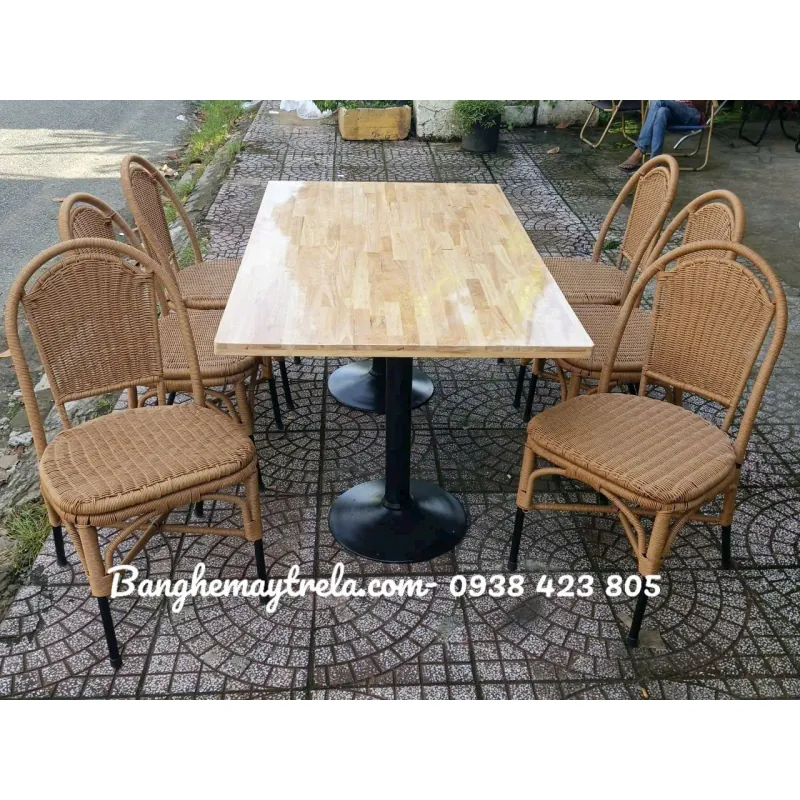 Ghế mây đan nhựa chân sắt 592032