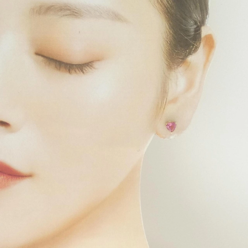 K18YG Bông tai Tourmaline Hình trái tim - Hàng hiệu Chính hãng 867299