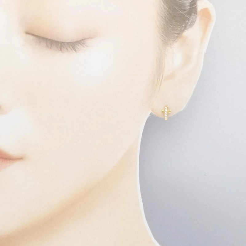 K18YG Bông tai kim cương chéo 0.10CT - Hàng hiệu Chính hãng 872002