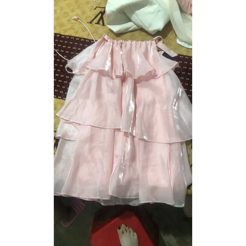 váy nữ màu hồng pastel bèo tầng dáng xoè phong cách công chúa  972443