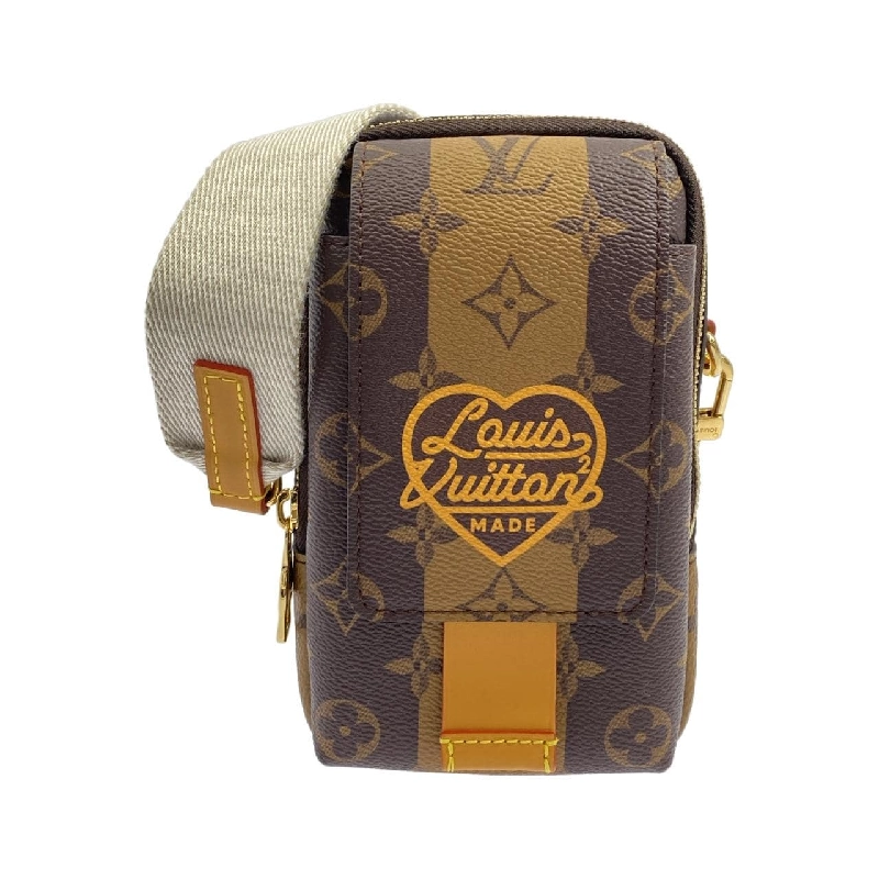 Túi đeo chéo Louis Vuitton Monogram Stripe (LV Squared) Double Phone Pouch M81005 - Hàng hiệu Chính hãng 802465