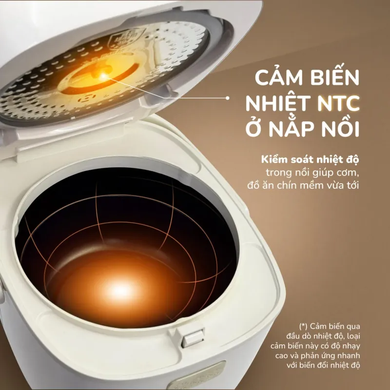 Nồi cơm điện lòng gốm cao cấp UNIE URC818P, Có chế độ cơm cháy độc đáo 784356