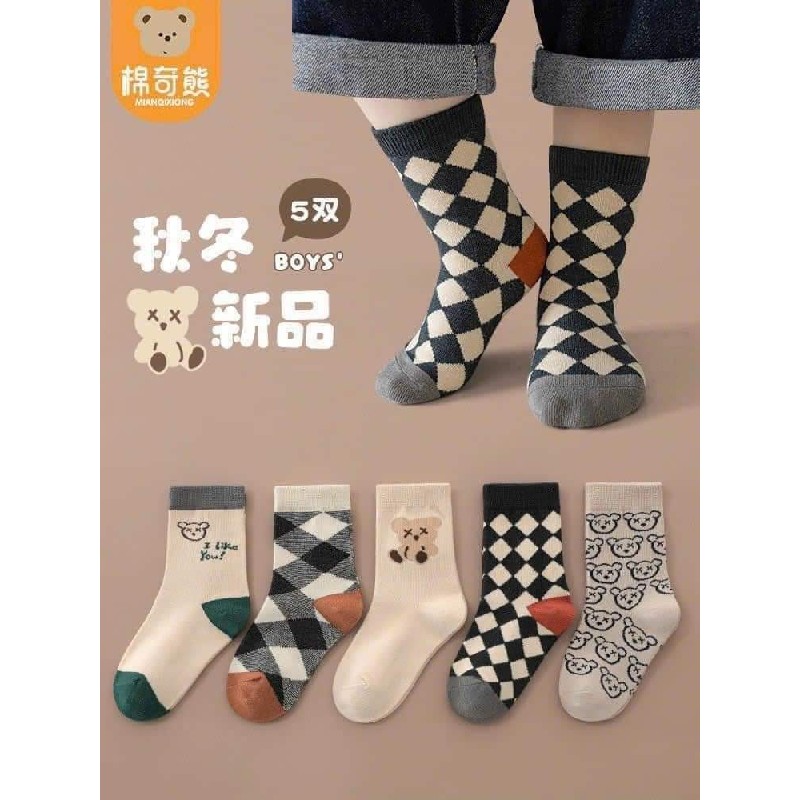 ￼LỐ 10 ĐÔI TẤT GẤU CARO  23193