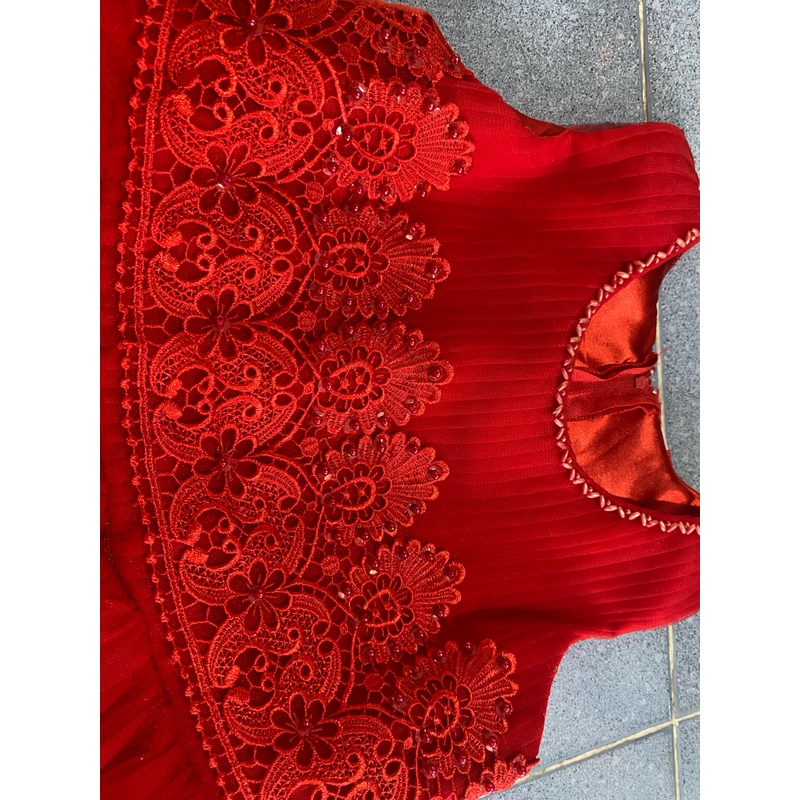 Đầm xoè công chúa voan cao cấp,đỏ mận chín, mặc 1 lần còn mới tinh,rất xinh(6tuổi mặc đẹp) 497823