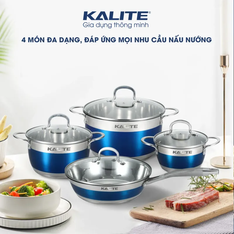 Bộ nồi chảo KALITE KL-336 inox cao cấp siêu bền đáy 5 lớp 701268