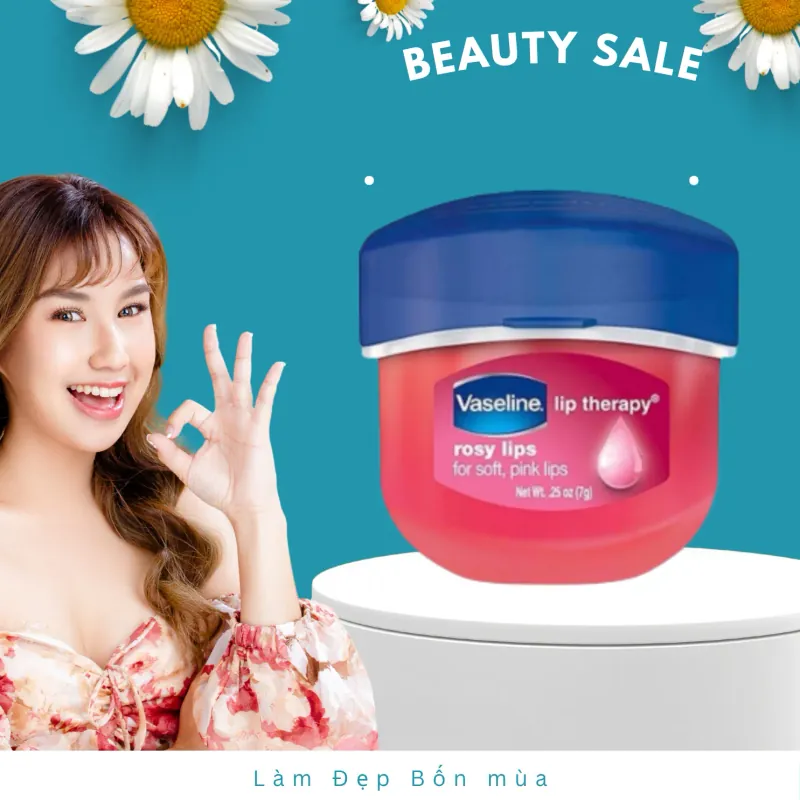 Sáp dưỡng môi Vaseline lip Therapy Rosy Lips 7g - Mỹ (Màu Hồng) chính hãng nguyên tem 148312