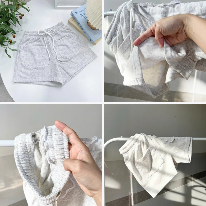 Quần Short Nữ Chất Cotton Nỉ Xám Nhạt Freesize Dưới 55kg Hàng Mới 316036