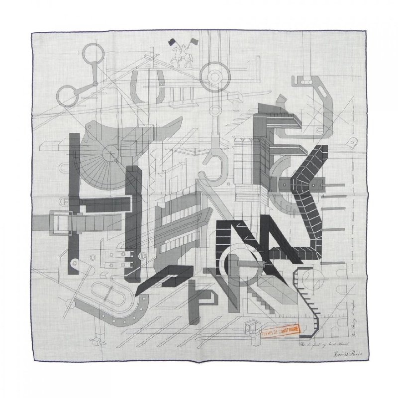 HERMES Hermès Permi de Construire H104063T Carré H100 Khăn choàng - Hàng hiệu Chính hãng 884185