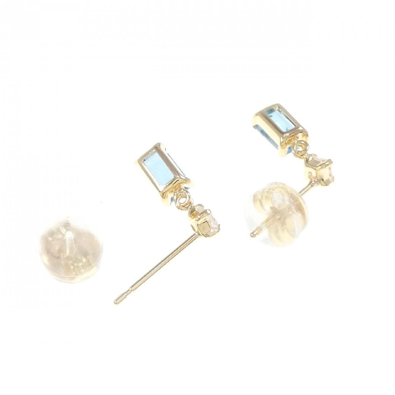 K18YG Blue Topaz Earrings - Hàng hiệu Authentic 870356