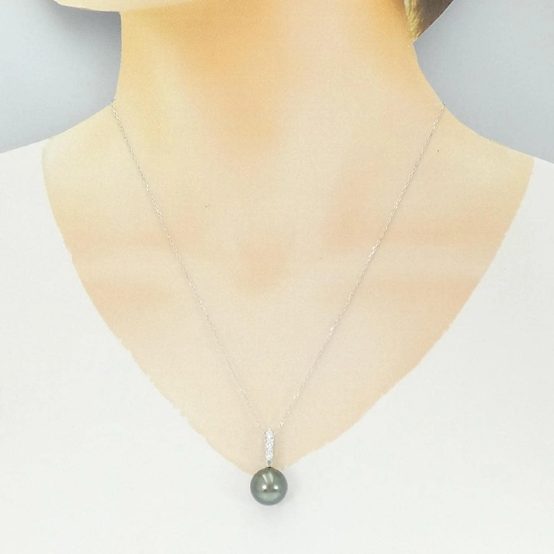 K18WG Ngọc trai đen dây chuyền 11.8mm - Hàng hiệu Chính hãng 856552