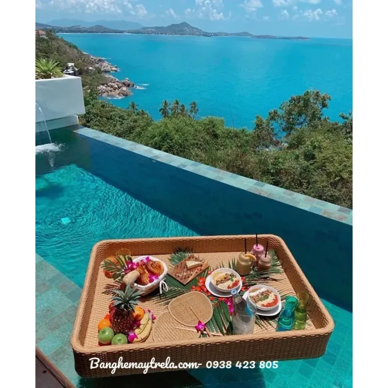 Khay nổi đồ ăn nhựa giả mây 926770