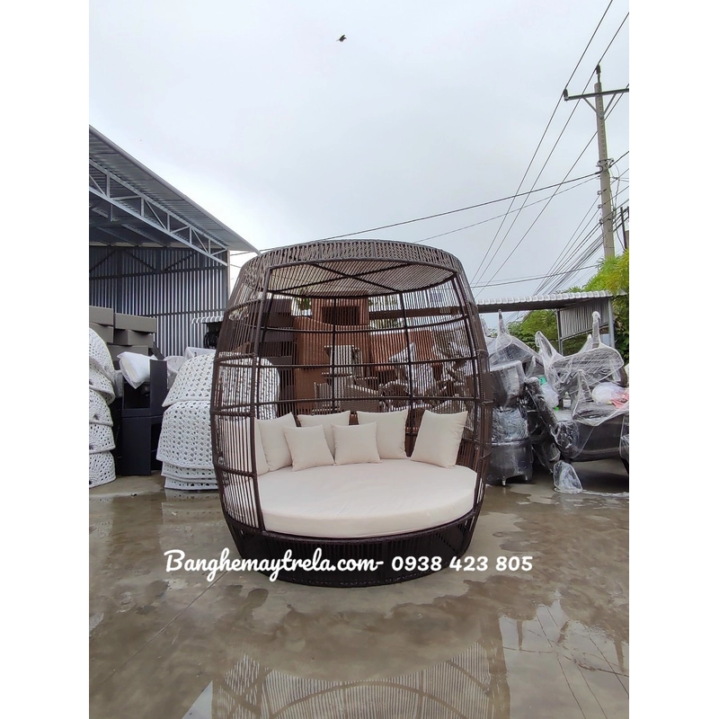 Ghế hồ bơi mây nhựa mái vòm 536866