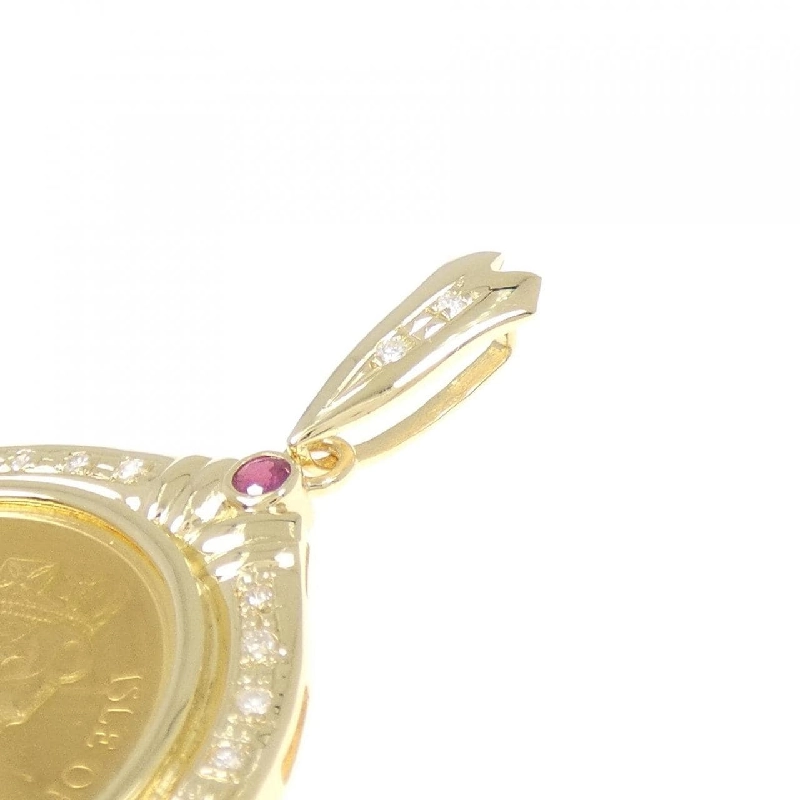 K18YG(khung) Mặt dây chuyền đồng xu ruby - Hàng hiệu Authentic 866550