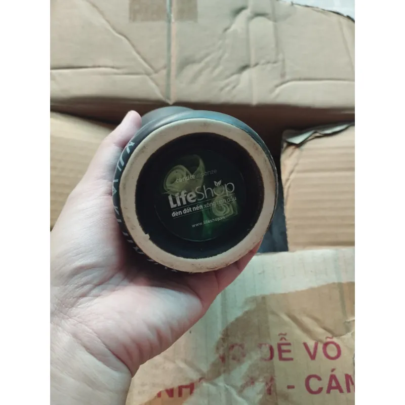 Đèn xông tinh dầu gốm sứ trang trí hình bông lúa màu đen 753602