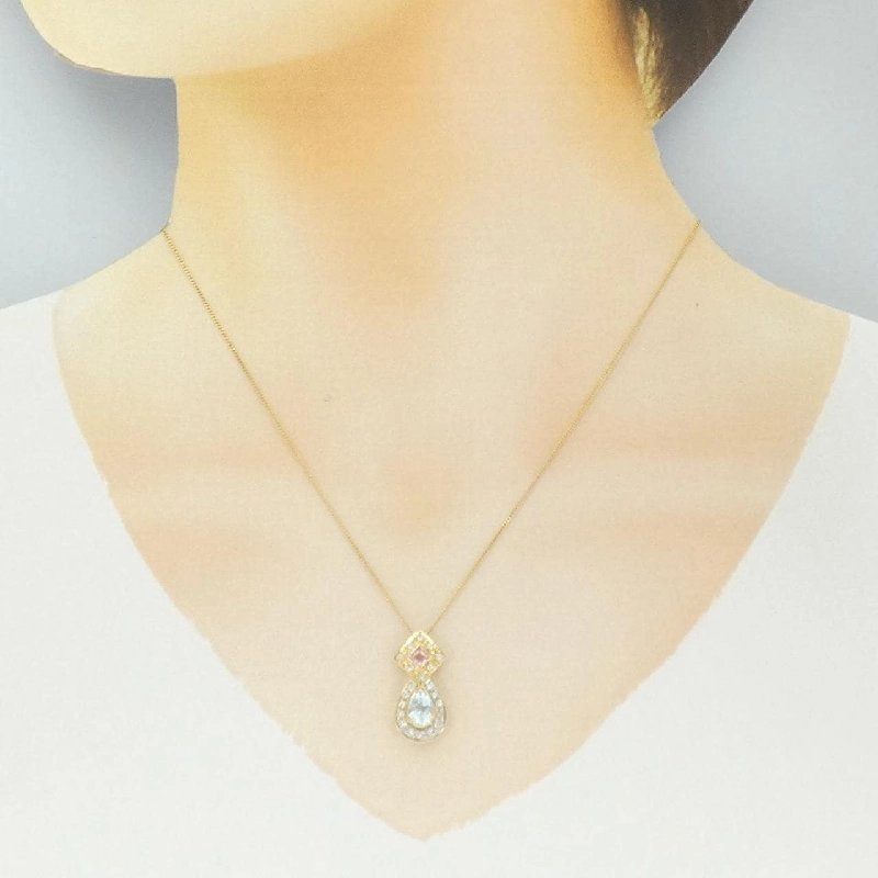 K18YG/K18WG Mặt dây chuyền đá màu - Hàng hiệu Authentic 862446