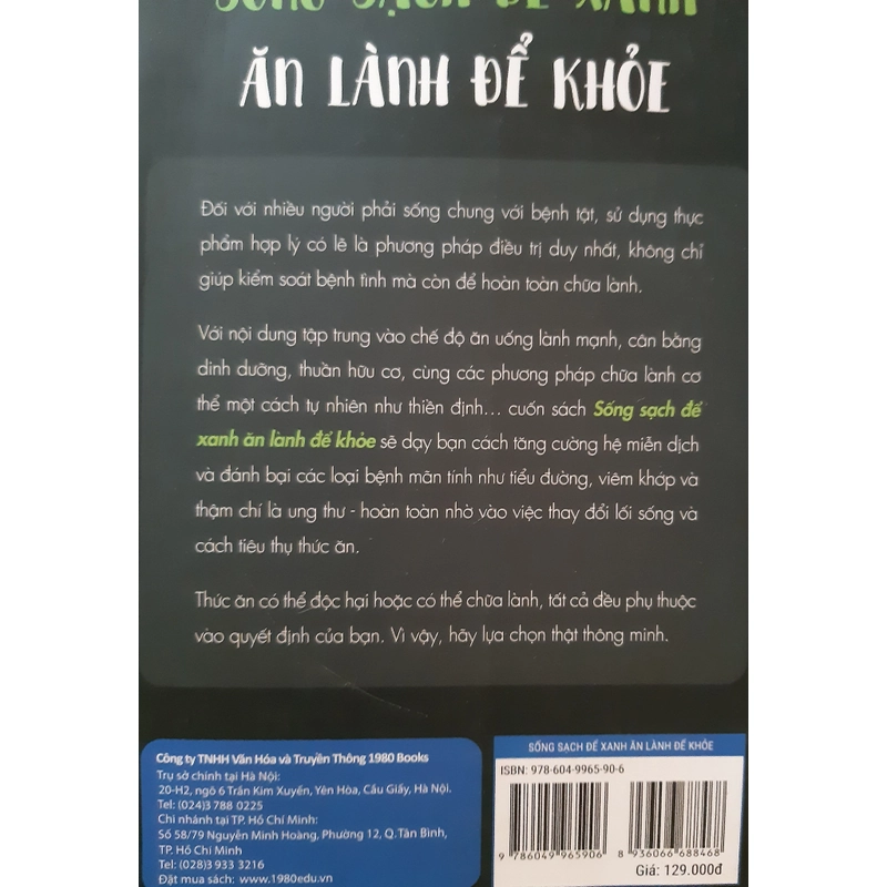 Sách Sống sạch để xanh Ăn lành để khỏe 283572