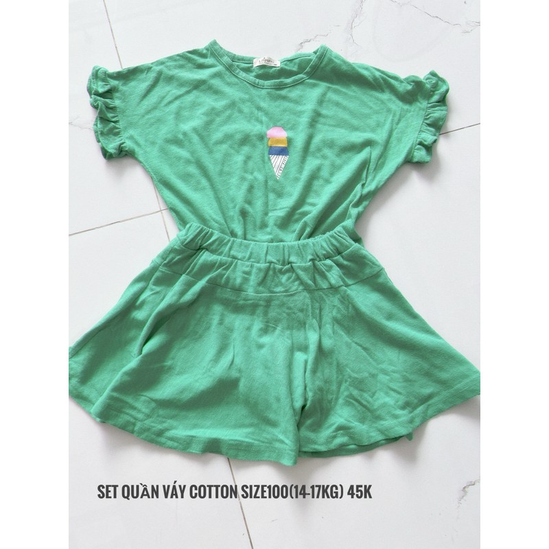 Set áo tay liền + quần váy thun cotton 137078