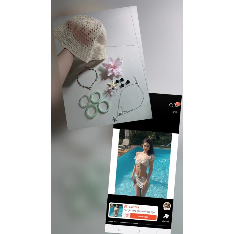 Set phụ kiện đi biển new + đồ bơi Size L.  200k 525056