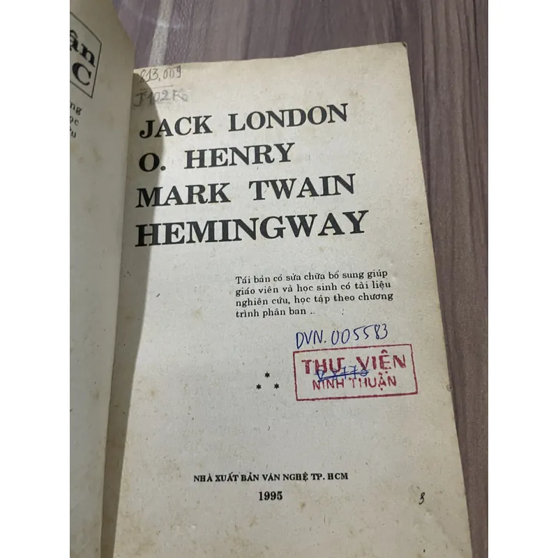 JACK LONDON, O. HENRY, MARK TƯAIN, HEMINGWAY; 1995 687936