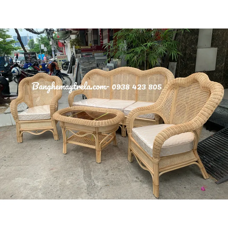 Sofa mây tự nhiên lưới mắt cáo- Bàn ghế mây tre 1017825